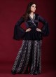 Navy Blue Embroidered Kurta With Printed Palazzo